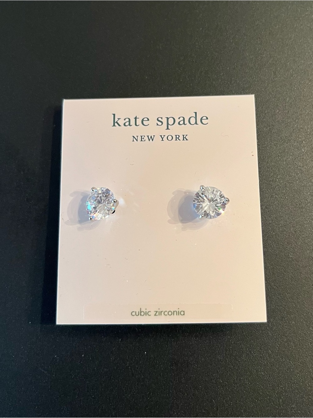 NWT!! Kate Spade Brilliant Statements Tri-Prong Stud Earrings Clear Silver